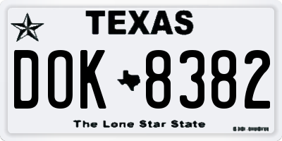 TX license plate DOK8382