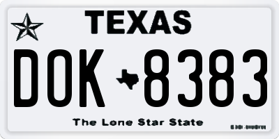 TX license plate DOK8383
