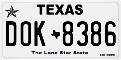 TX license plate DOK8386
