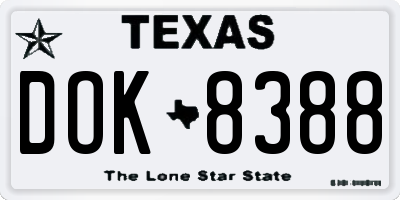 TX license plate DOK8388