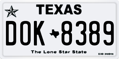 TX license plate DOK8389