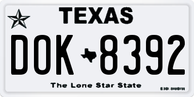 TX license plate DOK8392