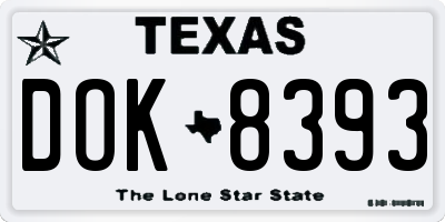 TX license plate DOK8393