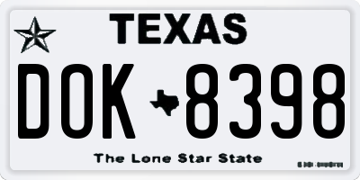 TX license plate DOK8398