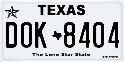 TX license plate DOK8404