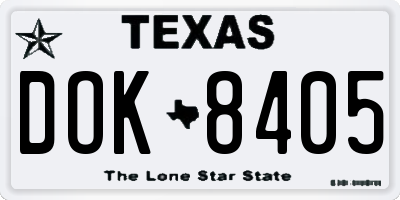 TX license plate DOK8405