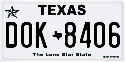 TX license plate DOK8406