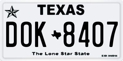 TX license plate DOK8407
