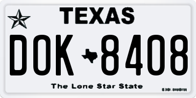 TX license plate DOK8408