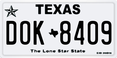 TX license plate DOK8409