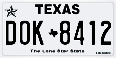 TX license plate DOK8412