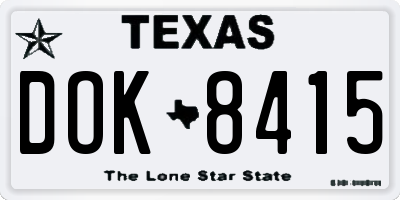 TX license plate DOK8415