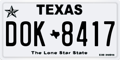 TX license plate DOK8417
