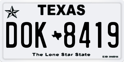 TX license plate DOK8419