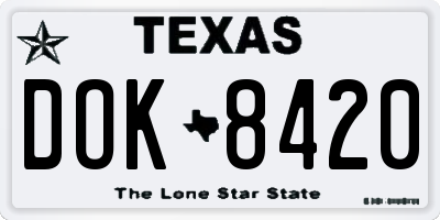 TX license plate DOK8420