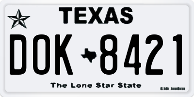 TX license plate DOK8421