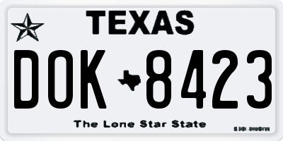 TX license plate DOK8423