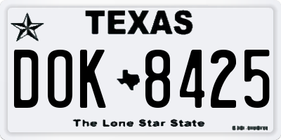 TX license plate DOK8425