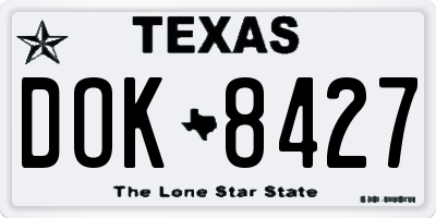 TX license plate DOK8427
