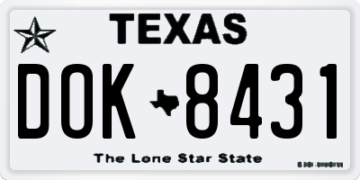 TX license plate DOK8431