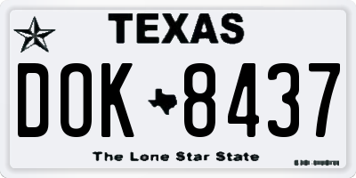 TX license plate DOK8437