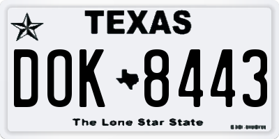 TX license plate DOK8443