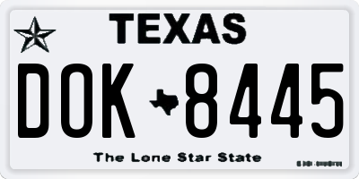 TX license plate DOK8445