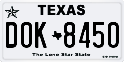 TX license plate DOK8450