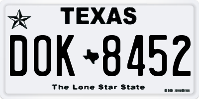 TX license plate DOK8452