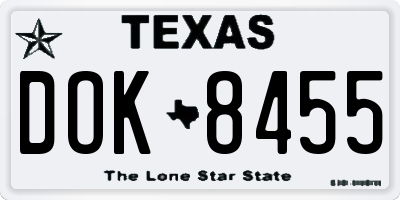 TX license plate DOK8455