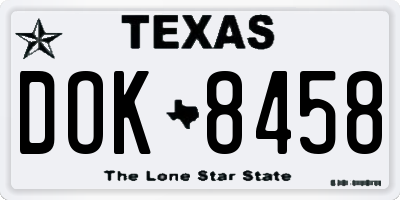TX license plate DOK8458