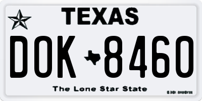 TX license plate DOK8460
