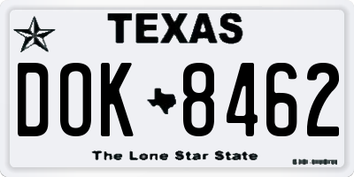 TX license plate DOK8462