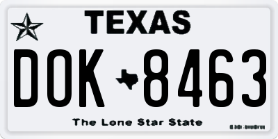 TX license plate DOK8463