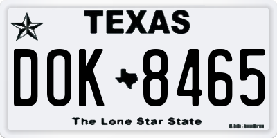 TX license plate DOK8465
