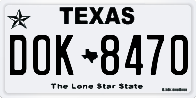 TX license plate DOK8470