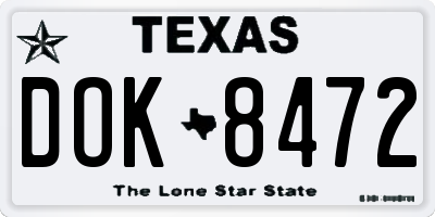 TX license plate DOK8472