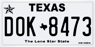 TX license plate DOK8473