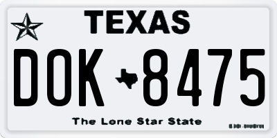 TX license plate DOK8475