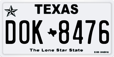 TX license plate DOK8476
