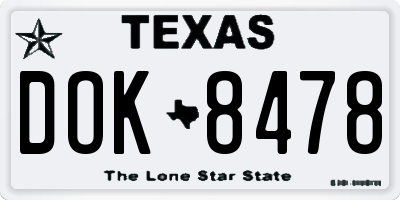 TX license plate DOK8478
