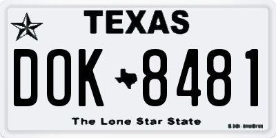 TX license plate DOK8481