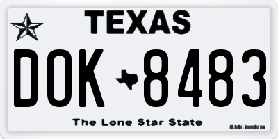 TX license plate DOK8483