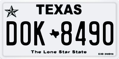TX license plate DOK8490