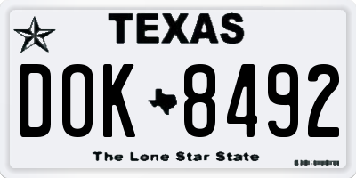 TX license plate DOK8492