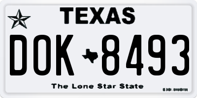 TX license plate DOK8493