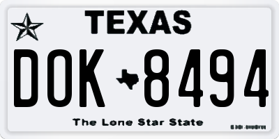 TX license plate DOK8494