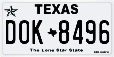 TX license plate DOK8496