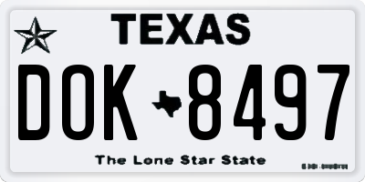 TX license plate DOK8497