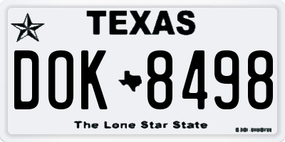 TX license plate DOK8498